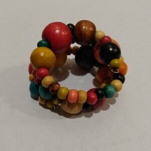 Painted Wooden Bead Wraparound Bracelet